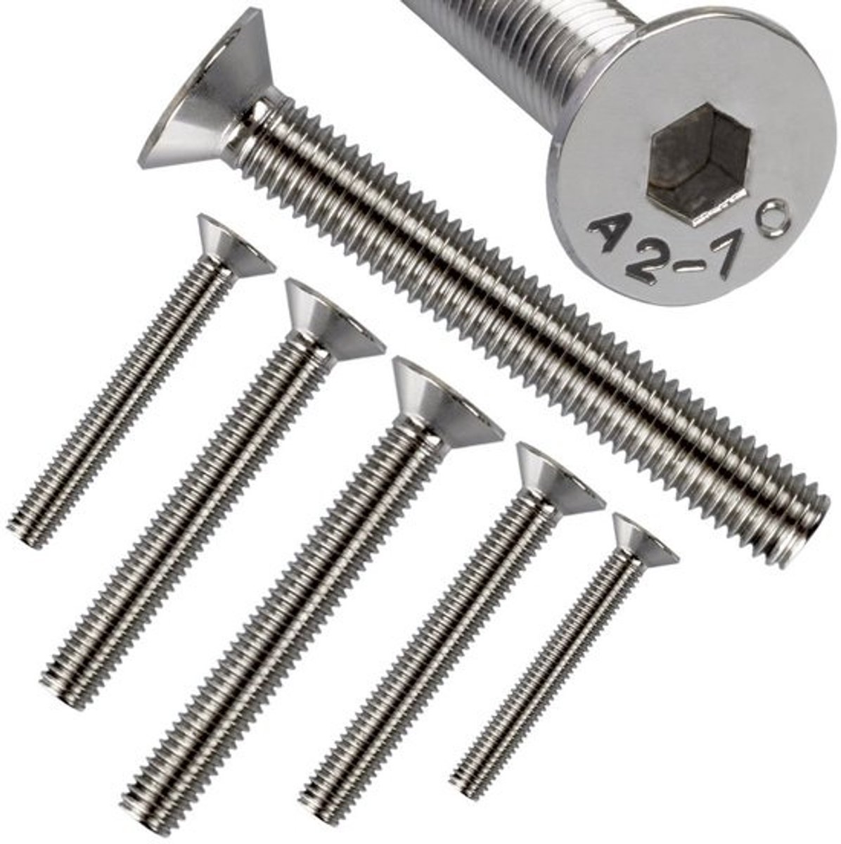 Verzonken kopschroeven M6 x 40 mm - Roestvrij staal 100 stuks - Schroeven met volledige schroefdraad DIN 7991