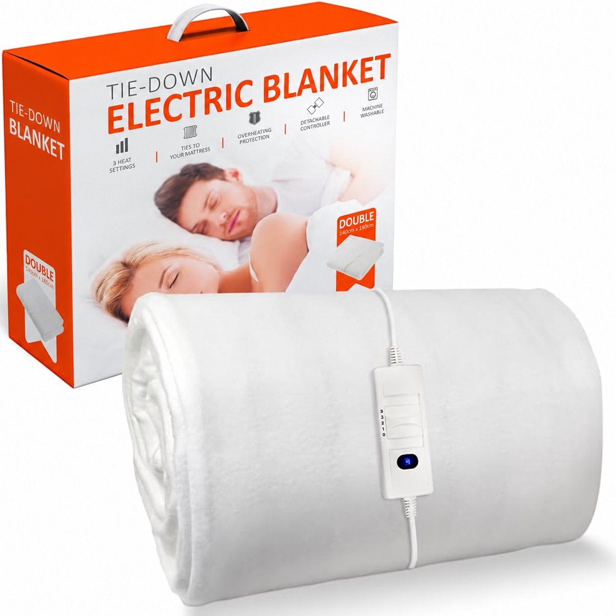 Elektrische Onderdeken 2-Persoons – Elektrische Deken 120 x 107 cm – 3 Warmtestanden – Wasbaar – Met Controller