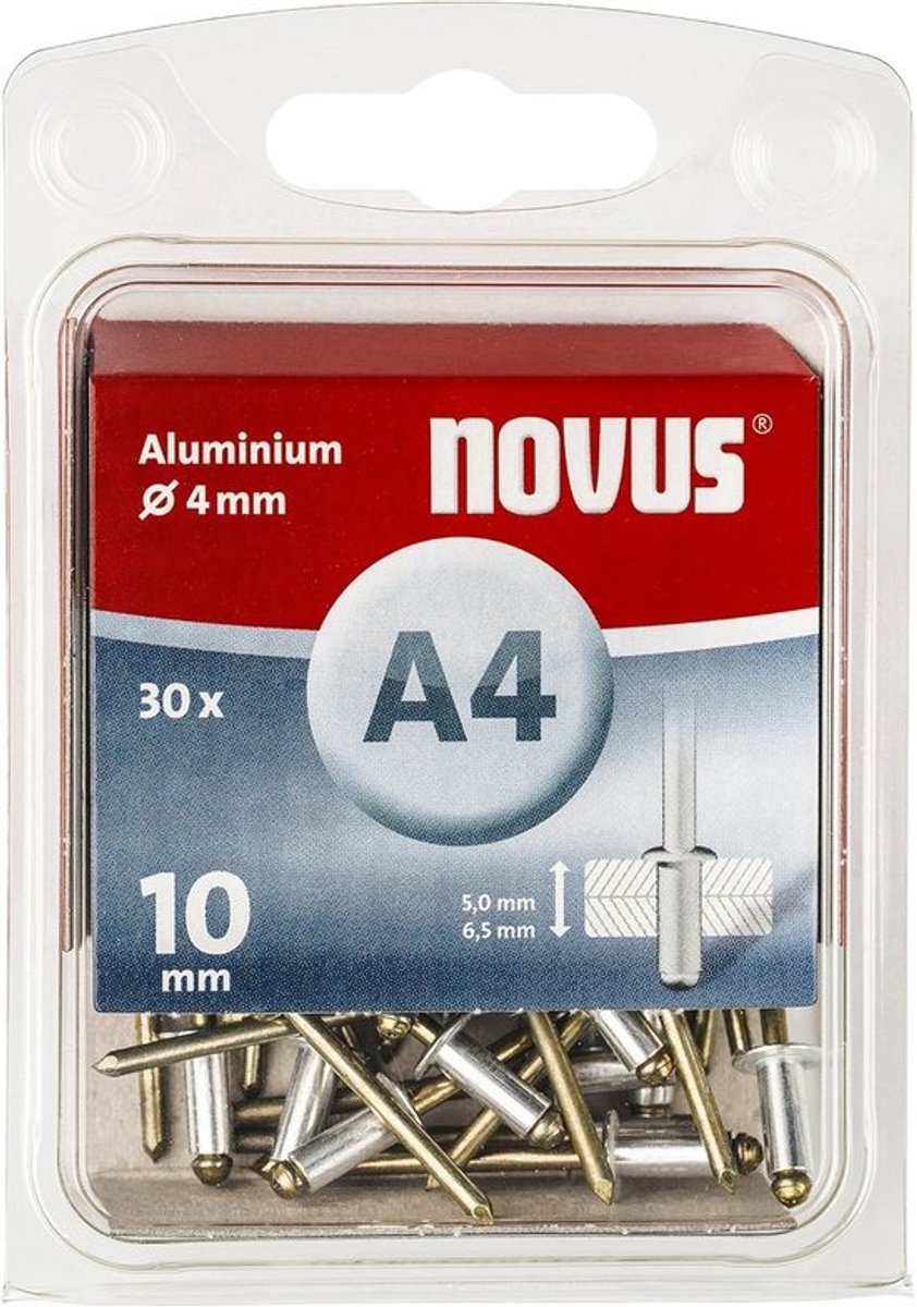 Aluminium Blindklinknagels Set - Ø 4mm x 10mm - 30 Stuks - Voor Metaal en Stoffen