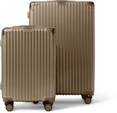 FLY&BYE® Kofferset Titan - S/L - 2 Delig - Complete Set - 39 Handbagage + 113L Ruimbagage - TSA Cijferslot - Polycarbonaat - Champagne