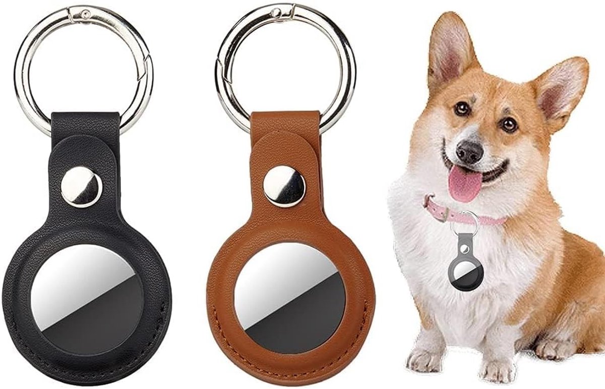 2 stuks sleutelhangers, beschermhoes, compatibele tracker, PU-leren hoes, krasbestendige draagbare hoes met sleutelring, bescherming tegen stoten, vuil, krassen