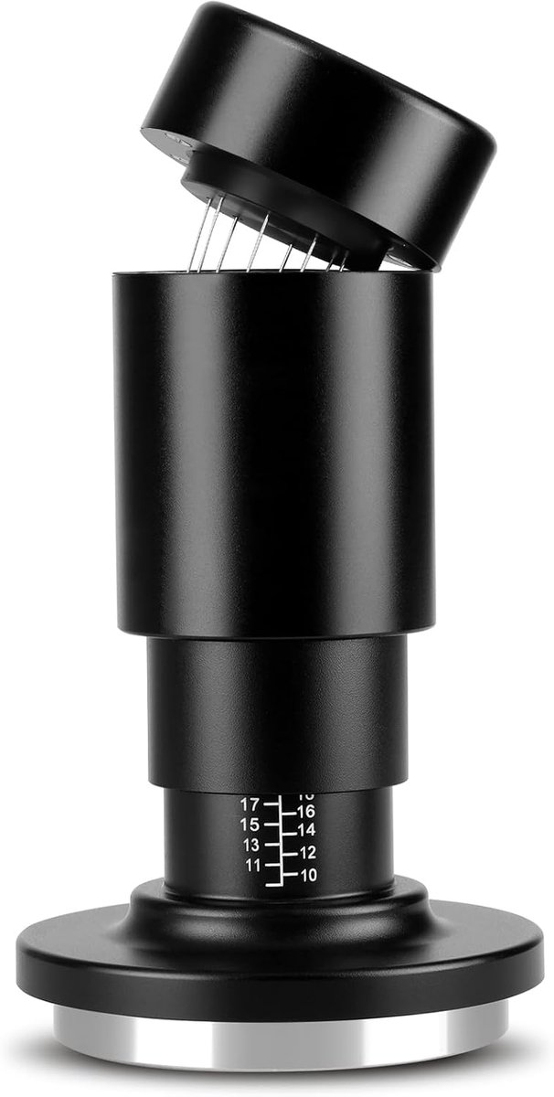 2-in-1 espresso tamper 51 mm koffieverdeler met WDT-gereedschap, instelbare espresso tamper en 8-naaldenverdeler, professionele barista espresso accessoires (51 mm)