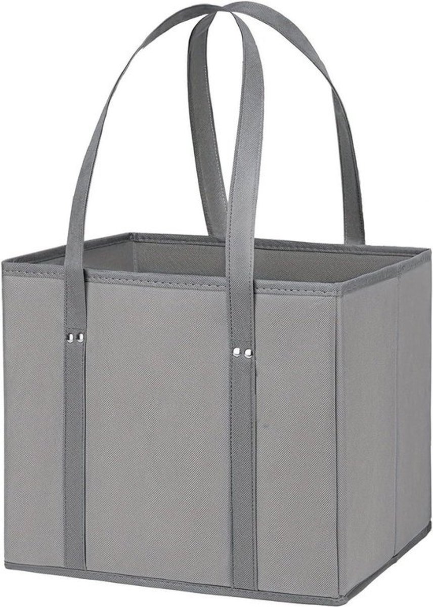 Herbruikbare Boodschappentassen - Draagtassen Opbergtas - Boodschappen Organiseren - Met Dikke Bodem - 33 x 26 x 28 cm - Grijs