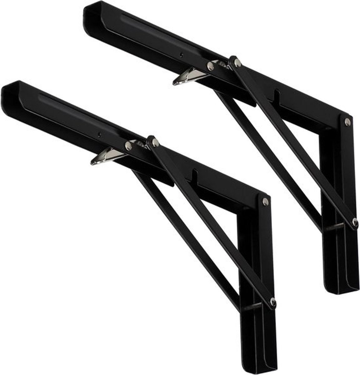 Opvouwbare plankhoeken - Klapconsoles - Extra opbergruimte - Stevig massief staal - 300 mm - Zilverkleurig