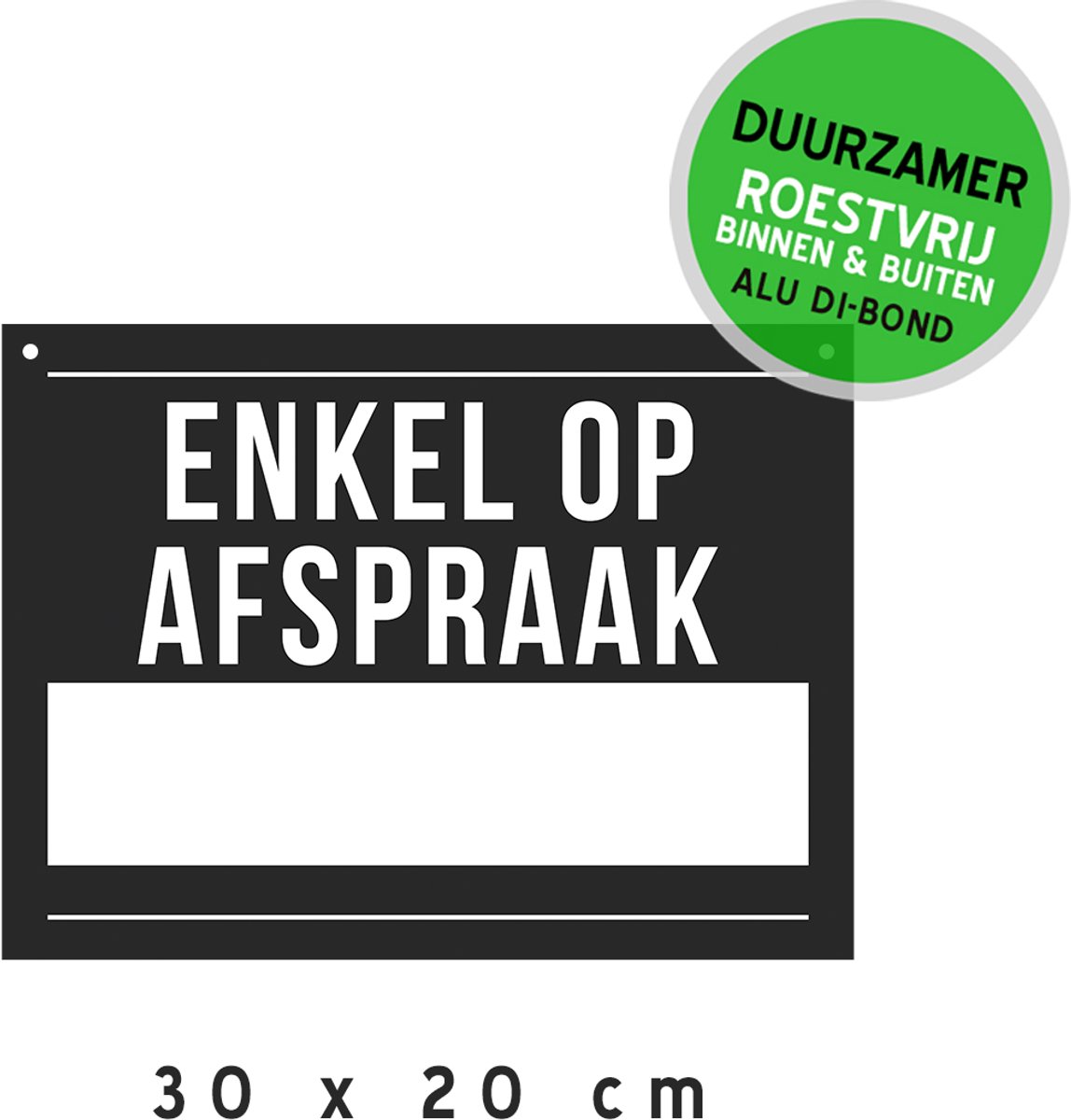 Pictogram/ metaal bord | "Enkel op afspraak" | 30 x 20 cm | Stevig materiaal | Vertegenwoordiger | Reservatie | Retail | Uithangbord | Afspraken regelen | Roestvrij | Duurzaam | 1 stuk
