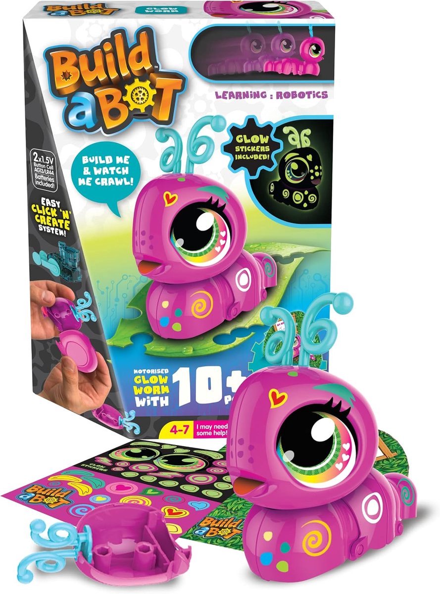 Build-a-Bot: Glow Worm | Build Your Own Interactive Pet Worm | Easy Click 'n' Create System