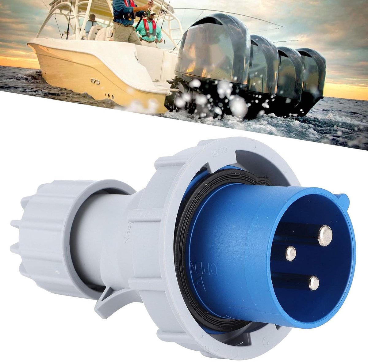 Dailygoods - Bootsnetzstecker - Wasserdichte netstekker - Geschikt voor Marineboot - 3-polige netaansluiting - Ideaal voor Yath RV