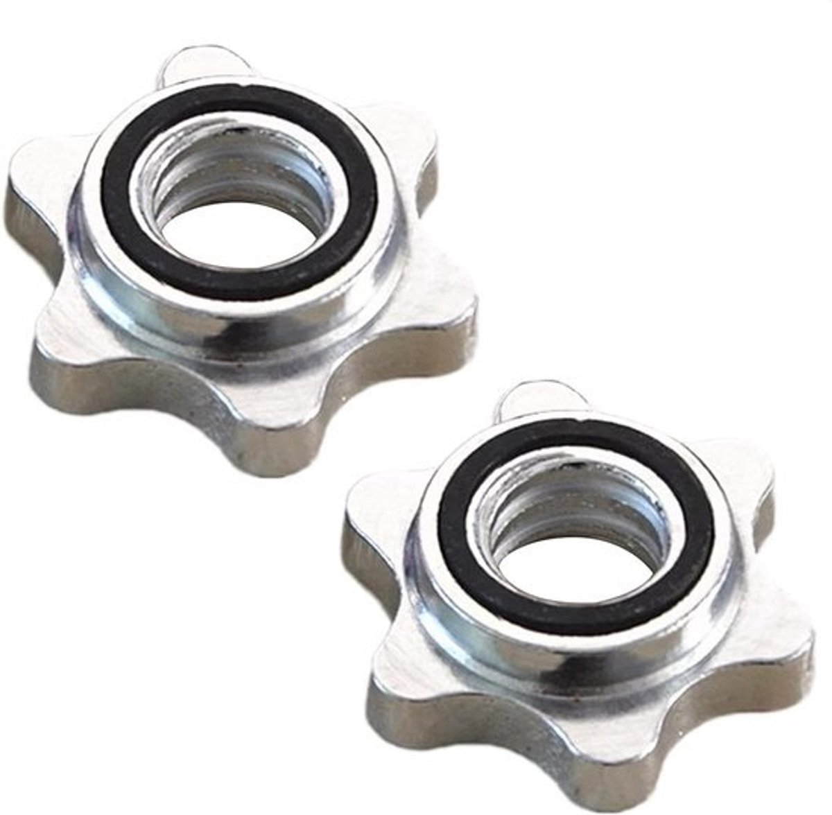 Gewichtsmanchetten Halter - Halterklemmen Gewichtsstoppers - Krachttraining Beveiligen - Antislip Rubberen Ring - 25 cm - Zilver