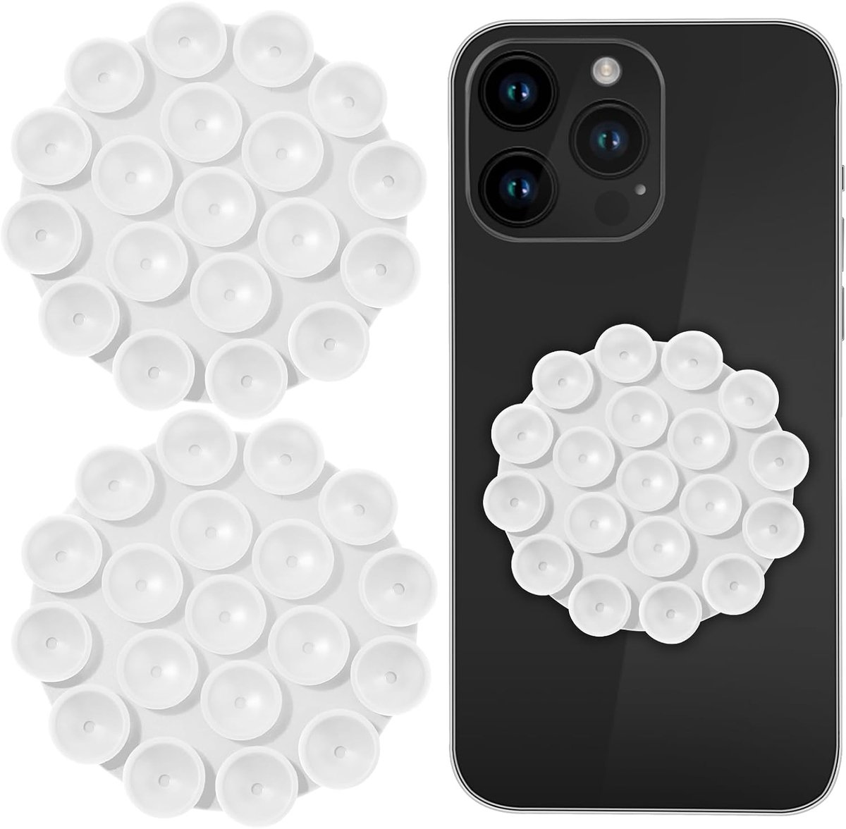 2 stuks siliconen zuignap telefoonhouder, zelfklevende spiegel douche telefoonhouder anti-slip handsfree telefoonondersteuning voor video's selfies compatibel met de meeste telefoons (wit)