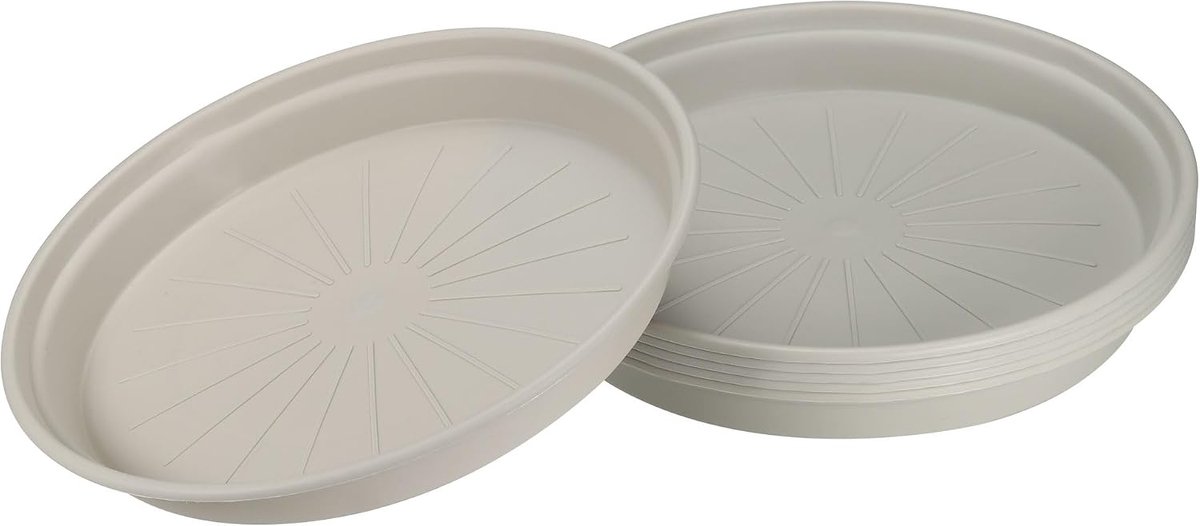 Schotels - plastic plantenbak bloempot druppelbakken rond van toepassing op buiten/tuin (10,6 inch/26,9 cm, lichtgrijs)
