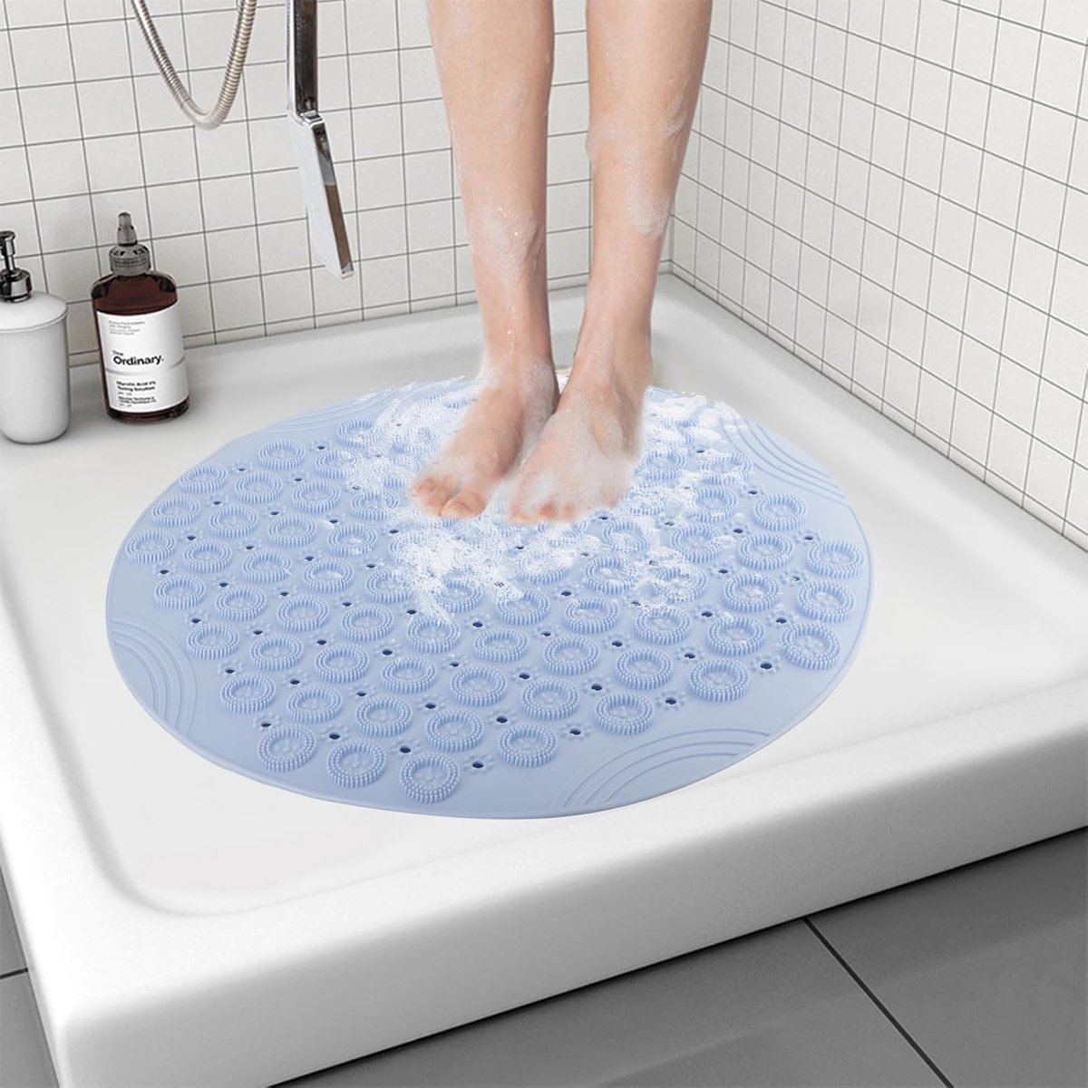 PVC Badmat - Antibacterieel, Antislip Met Zuignappen en Afvoergaten - Machinewasbaar Voor Badkamer, Douche, Badkuip en Toilet