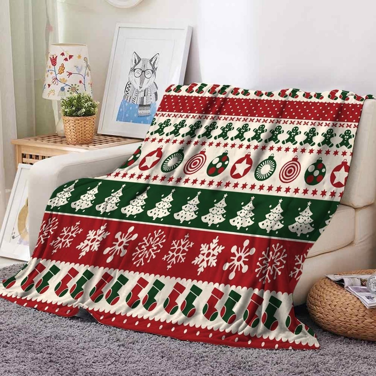 Kerstdeken - Multicolor - 130 x 150 cm - Zachte Fleece Deken voor Volwassenen en Kinderen
