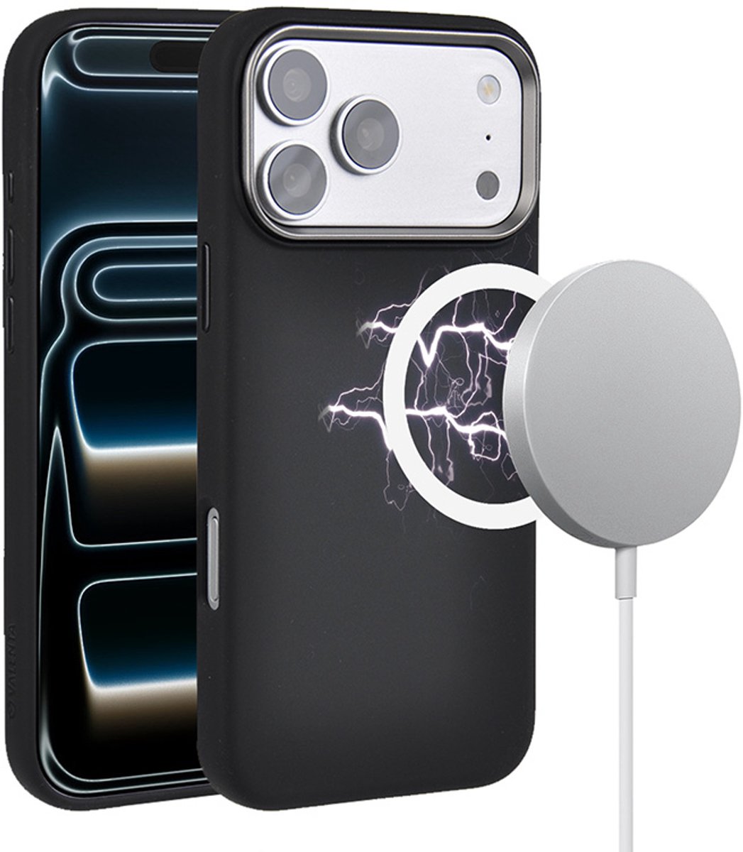 Valenta Back Cover MagSafe Liquid Silicone hoesje - premium dikte 2.5 mm - iPhone 18 Pro / 17 Pro - Zwart