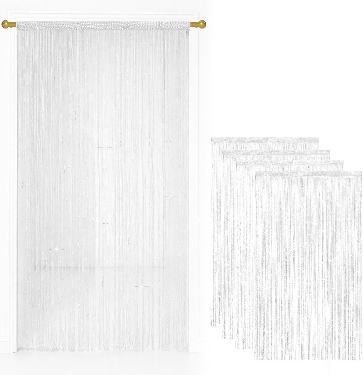 4 stuks draadgordijn deurgordijn, 100 x 200 cm glitter deurgordijn