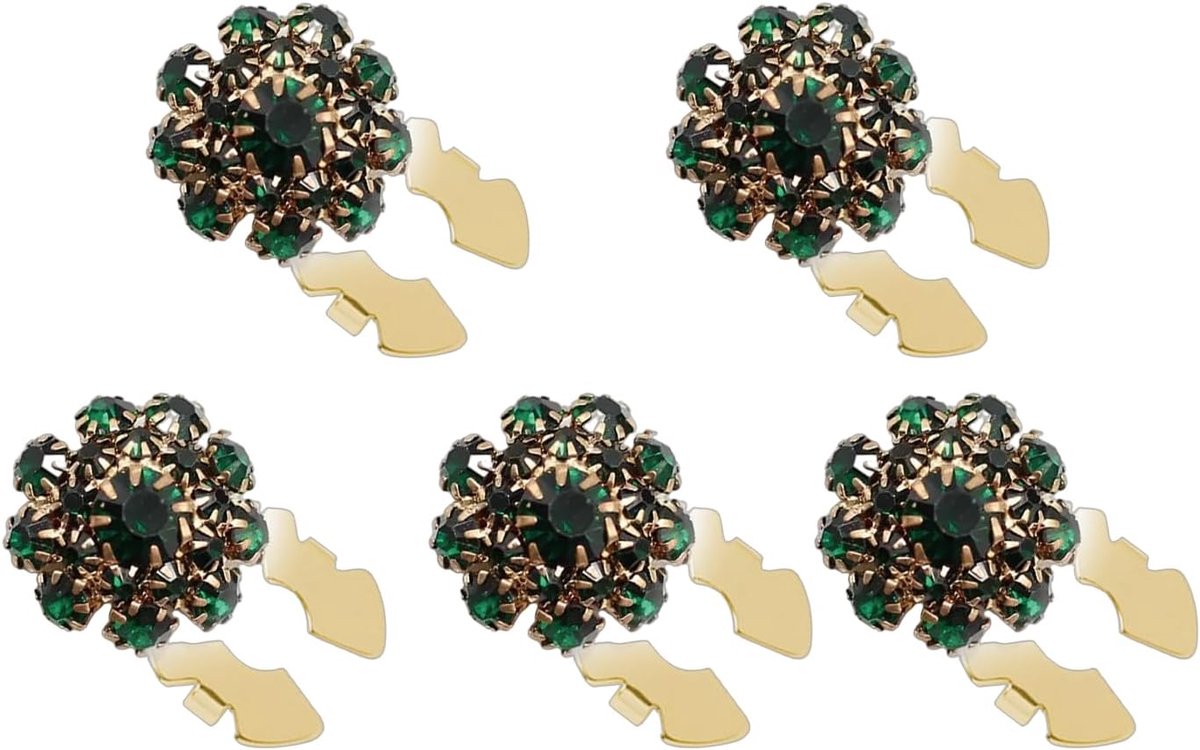 5 stuks strassenknopdecoratieclips, strass-knopafdekkingen, afneembare mouwknopafdekkingen, decoratieve hemdknoopclips, knoopclips voor het knutselen, decoreren van jurken, pakken en jassen, groen