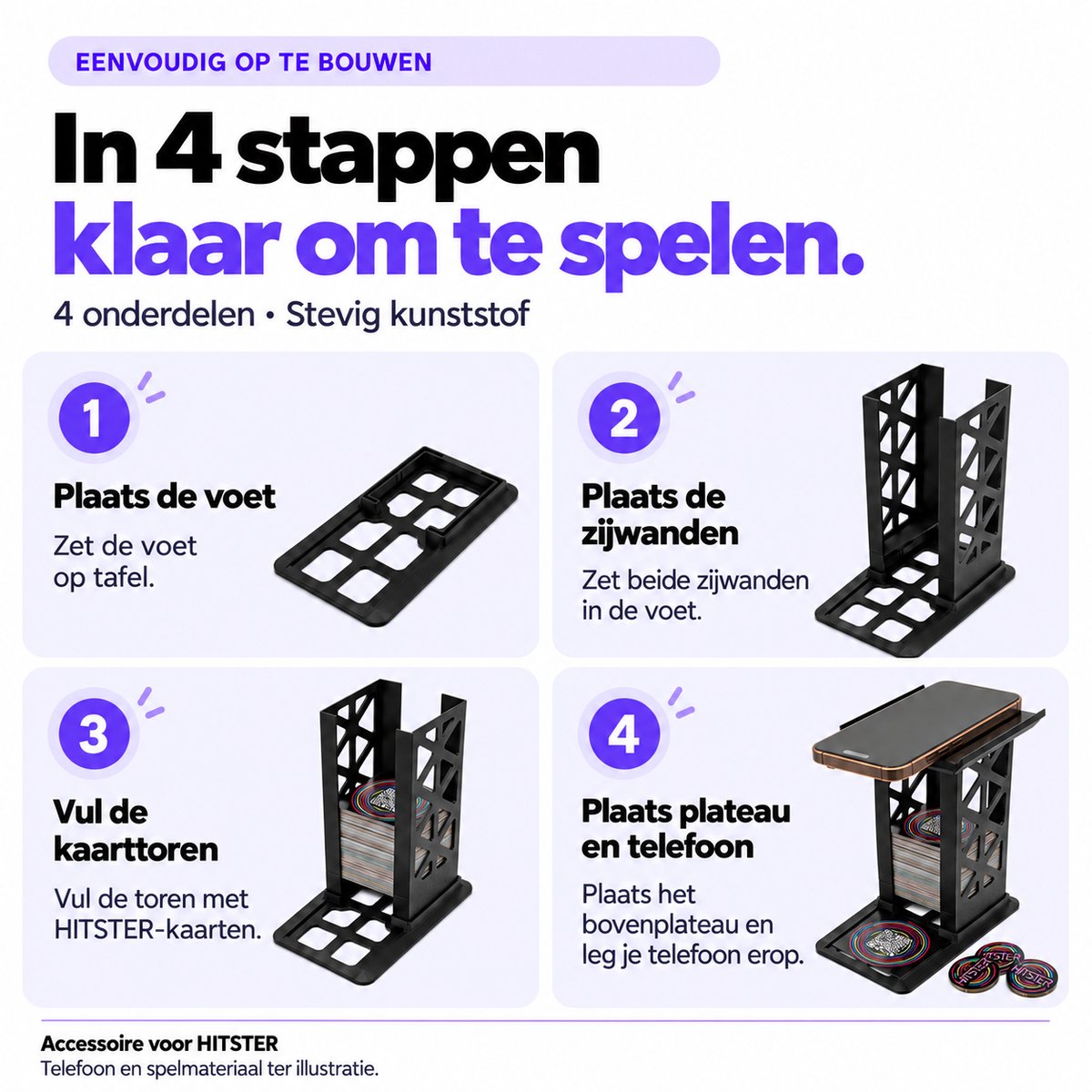 Kaarthouder Geschikt voor Hitster - Hitster uitbreiding - Compacte Kaarthouder met Geïntegreerde Telefoonstandaard - Geschikt Voor Hitster - Guilty Pleasures - Hitster - 100% NL - Hitster - Summer Party! en Meer! — cadeau in Partyspellen - foto 5