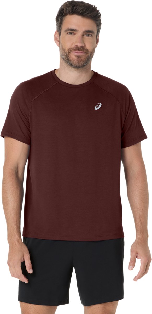 ASICS Sport Run Top Hardloopshirt – Dark Planet Donkerrood Sport Run Hardlopen Heren Hardloopshirt voor Mannen