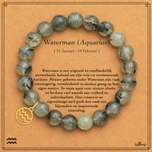 Bixorp Sterrenbeeld Waterman Armband van Prehniet - Edelsteen Kralenarmband met Zodiac Aquarius bedel - 8mm / 18 cm