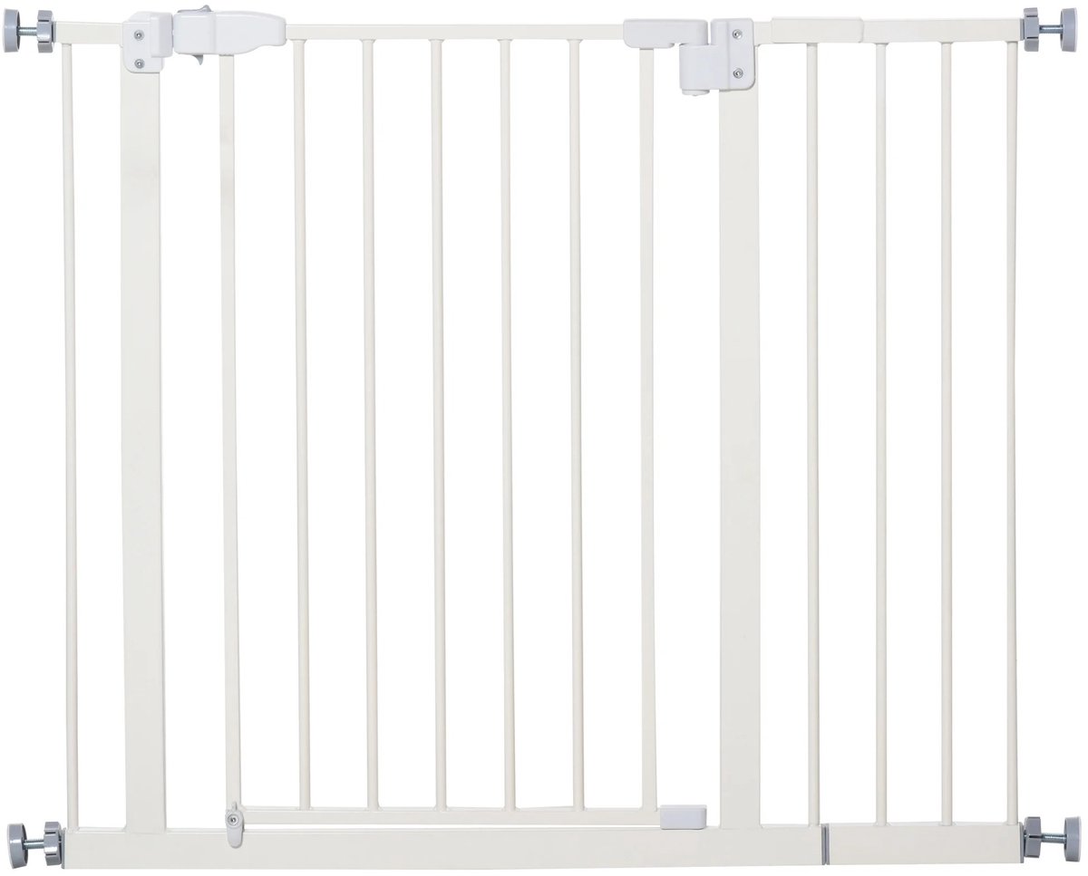 MokoHub Hondenhek - Veiligheidsbarrière Verstelbaar - Met vergrendelbare opening - 74-97,5×76,2 cm - Wit
