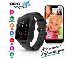 GPSHorlogeKids - GPS horloge kind – smartwatch kinderen – WhatsApp – 4G videobellen – spatwaterdicht – GPS tracker – SOS alarm – incl. simkaart en online installatie hulp – Fox Zwart
