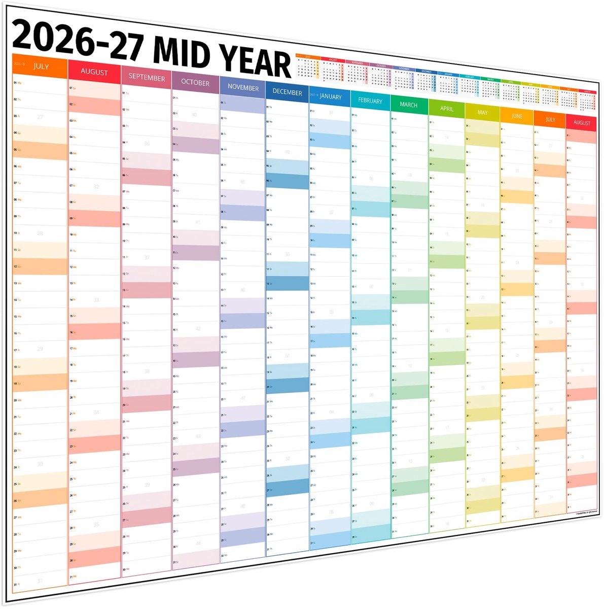 Wandplanner extra groot 91,4 x 63,5 cm - middenjaarsplanner - 2023-2024 schoolplanner - ideaal voor leraren - ShopVlot