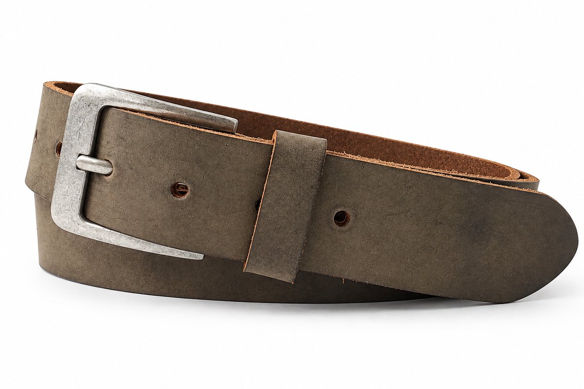 Bruine Leren Riem Dames & Heren – 4 cm Breed – Echt Leer – Zilverkleurige Gesp – Unisex - Maat 115 (Totale Lengte 130 cm)
