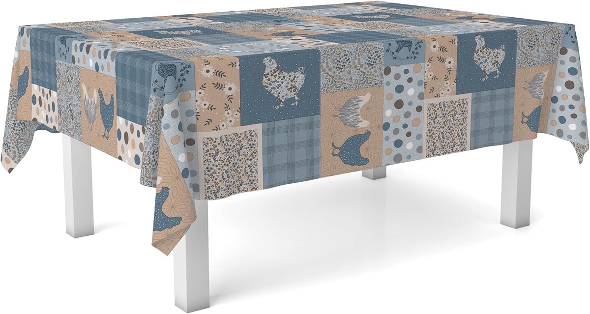 Home Tafelkleed van wasdoek patch blauw 260 x 140 cm