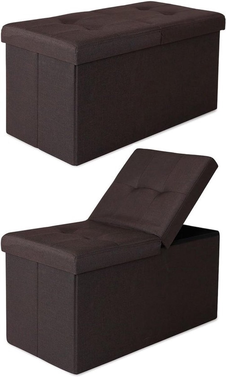 Opbergbank Linnen - Zitbank Kist - Ruimte Besparen - 80 Liter Capaciteit - 76 x 38 cm - Bruin