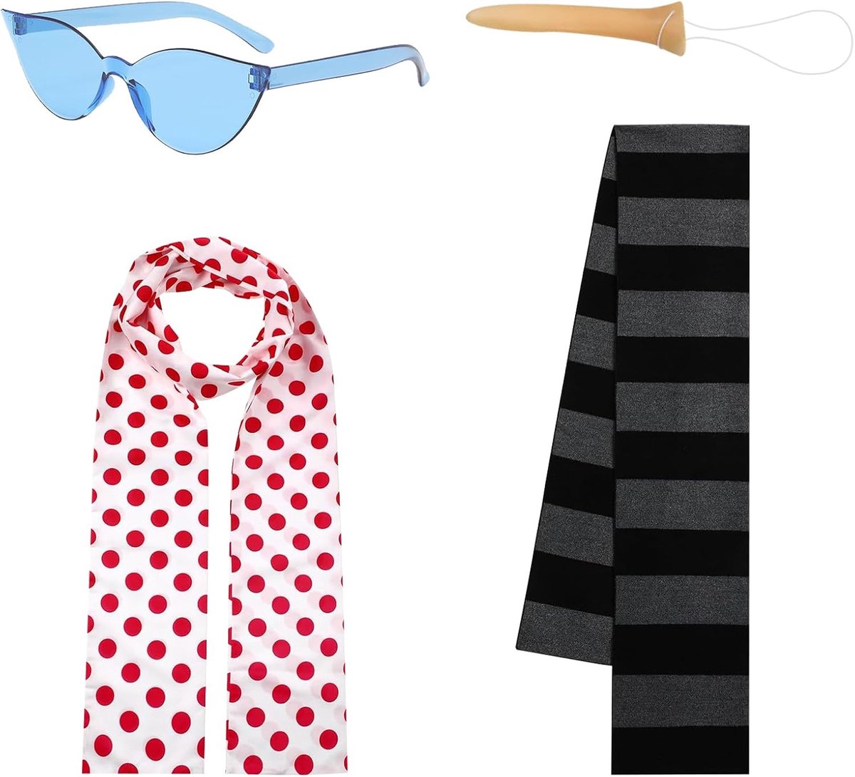 4 x accessoires voor Halloween, voor volwassenen, carnavalskostuum