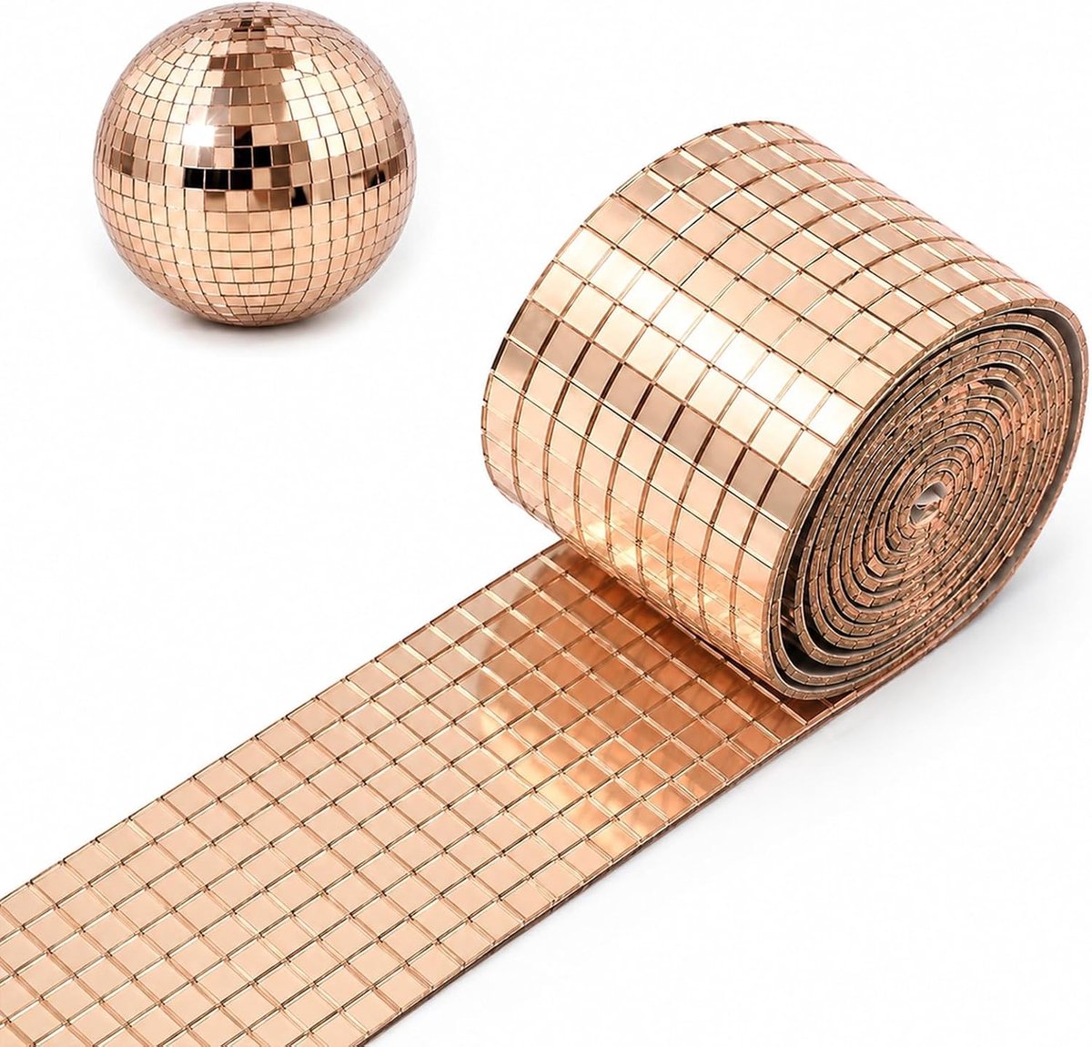 zelfklevend, 3600 stuks, 5 x 5 mm spiegelstickerrol, discobal, spiegelstickers voor doe-het-zelf knutselen, discobal, wanddecoratie, meubels, fotolijsten en decoratie (roségoud)