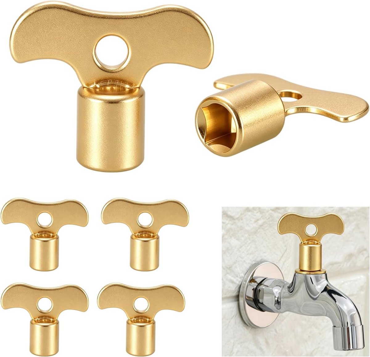 7 mm, vierkant, messing, voor tuin, kraan, geschikt voor verwarmingen, kranen, 6 stuks