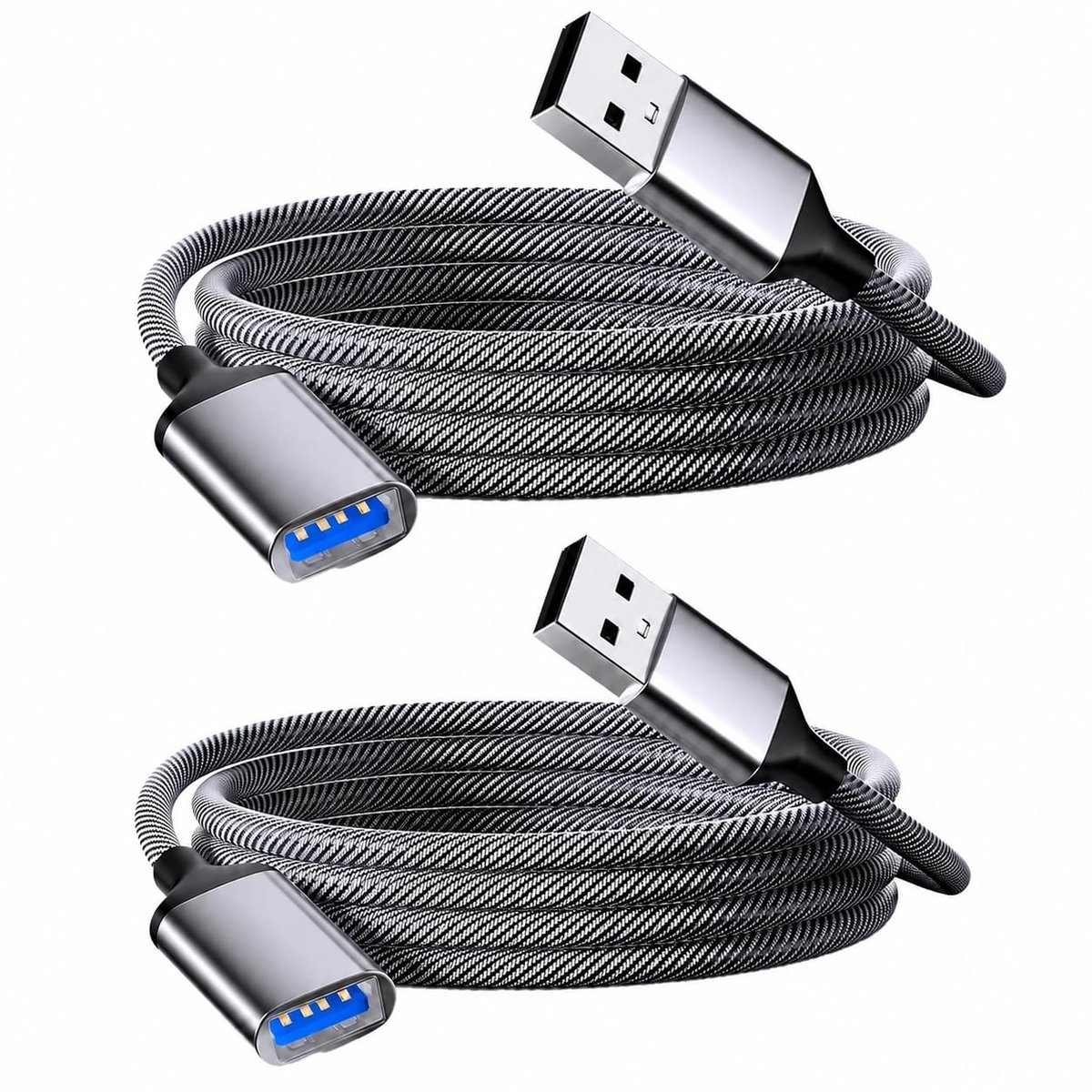 Verlengkabel, USB 3.0, 5 Gbps, verlengkabel, type A, mannelijk naar vrouwelijk, 1 m, hoge snelheid, 5 Gbps, nylon, gevlochten, aluminium, connector voor pc, printer, harde schijf, toetsenbord, muis