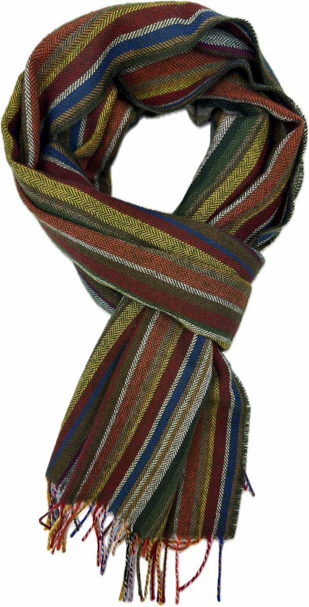 Herensjaal winter strepen & visgraat modieus meerdere kleuren 100% wol (Merino)
