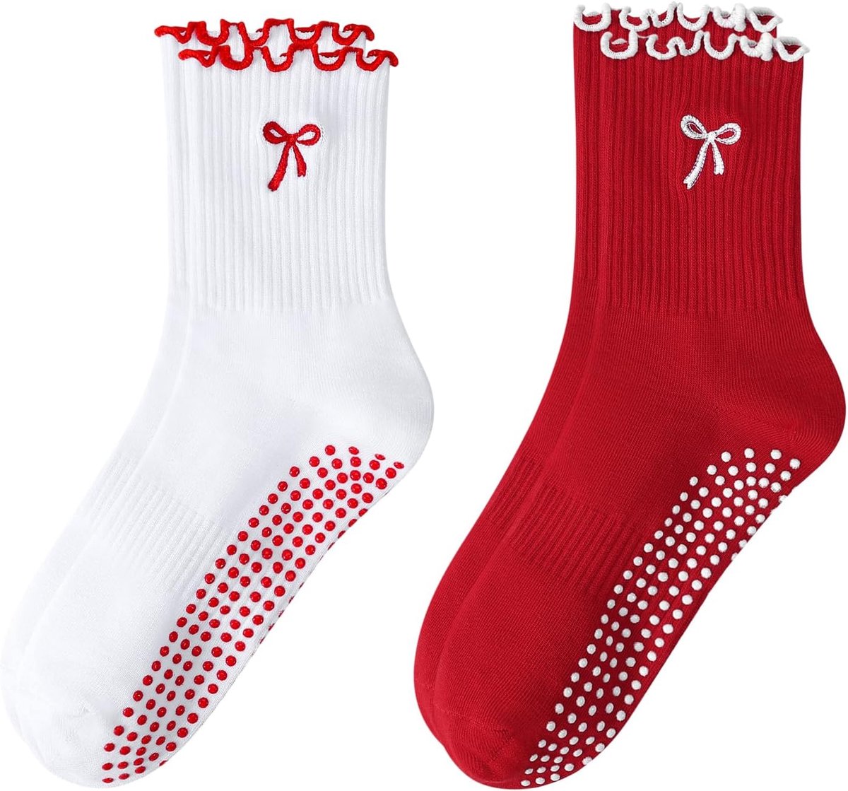 Sokken voor Vrouwen Aardbei Citroen Boog Yoga Antislip Crew Sokken voor Fitness, Ballet, Dans Workout