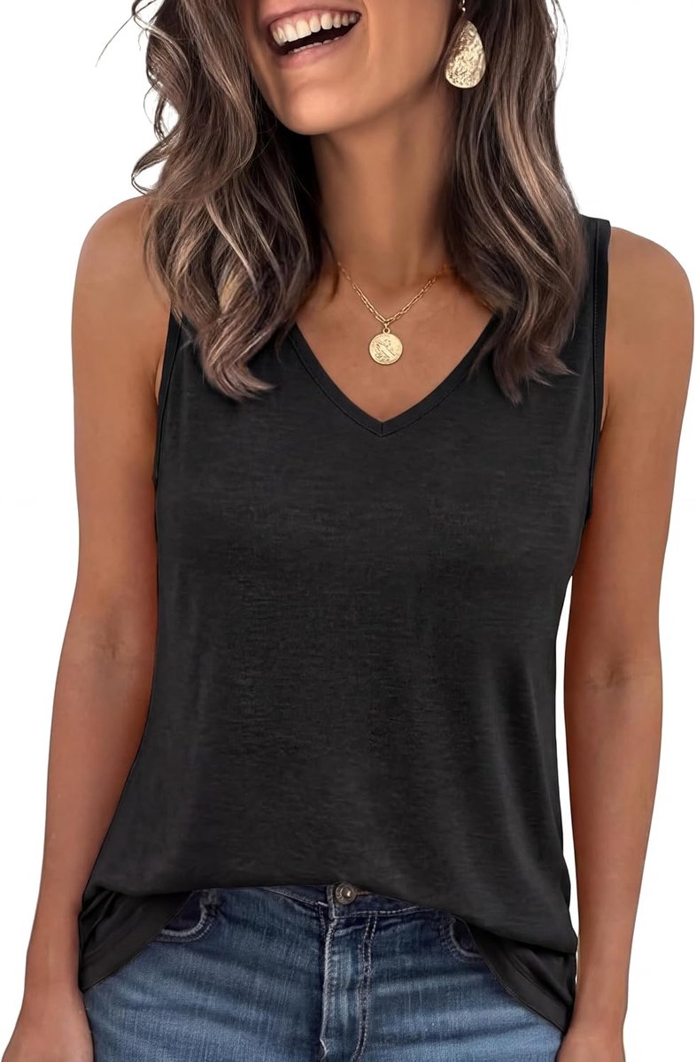 tanktop voor dames, zomer, V-hals, licht en comfortabel, effen, dagelijks gebruik, S-XXL