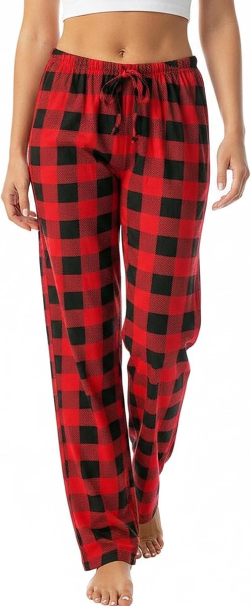 Pyjamabroek voor dames, lange pyjamabroek, zacht, geruit, nachtkleding, broek, loungebroek, slaapbroek, vrijetijdsbroek