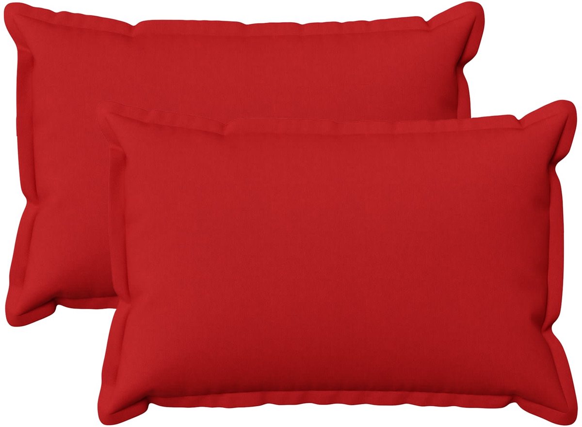 vidaXL Dekenkussen - 2 - st - HOUTEN - Rood - 50 - x - 80 - cm - Faux - Linnen