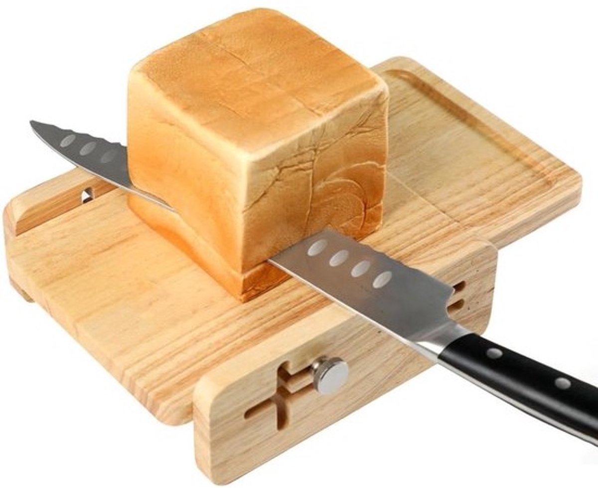 Broodsnijmachine Handleiding - Broodsnijder Keuken - Gelijkmatig Brood Snijden - Verstelbare Snijgleuf - 28 x 19 x 5 cm - Houtkleurig