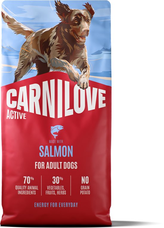 Carnilove Adult granenvrij hondenvoer Zalm 12kg met 70% vis!