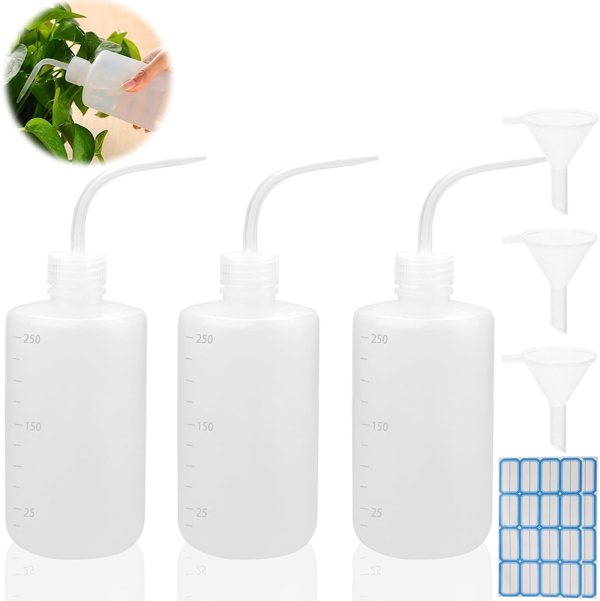 Doseerfles - Kunststof Set van 3 - Voor planten, laboratorium en tatoeage - 250 ml