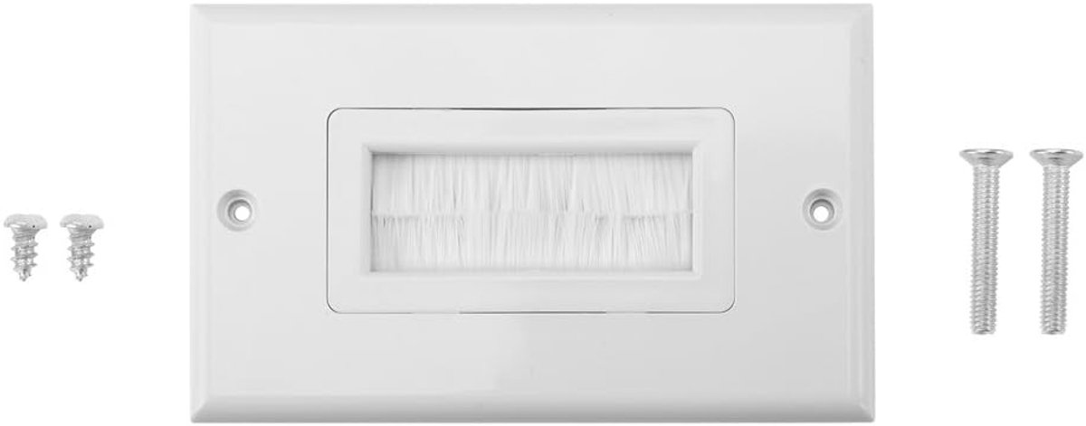Dailygoods- Wandplaat met Borstels - Kabeldoorvoer - Antistof - Muurinstallatie - Gipsplaat - Eenvoudige Installatie - Inclusief Schroeven