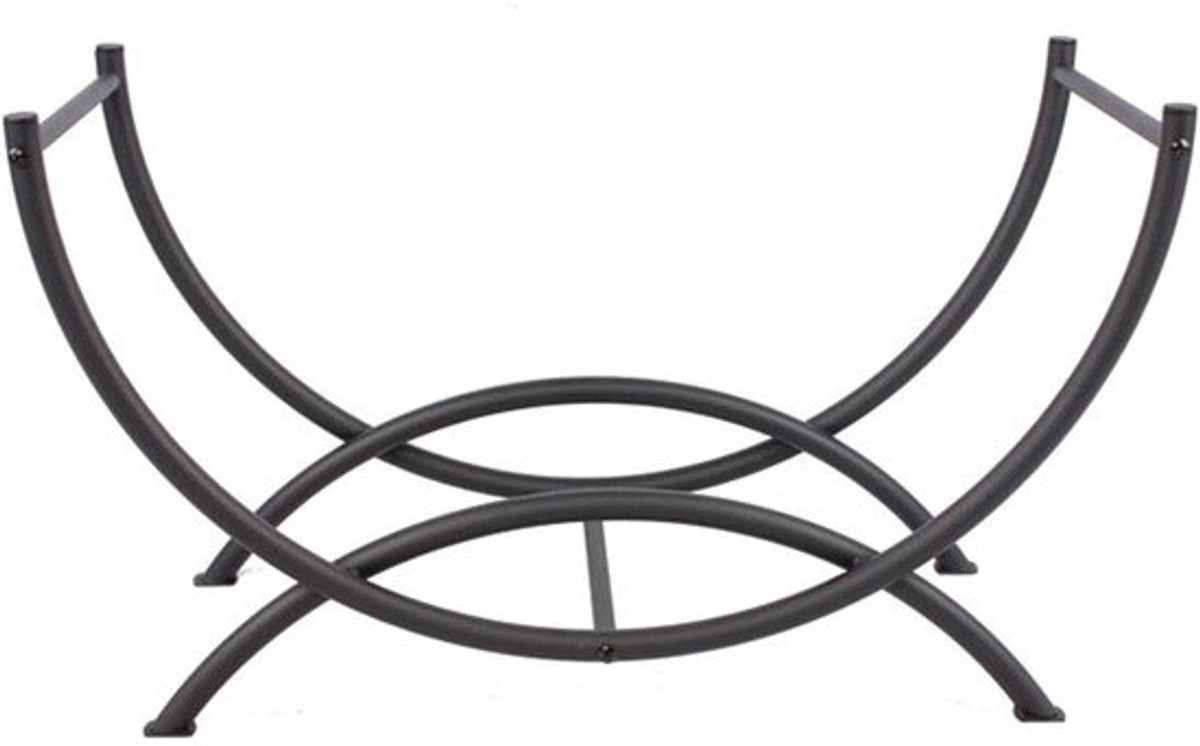 Openhaard Gereedschapsrek - Houthouder Stapelstandaard - Brandhout Opslag - Verhoogde Basis - 66x31x38.5 cm - Zwart