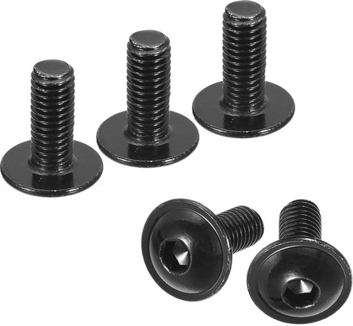 100x Zwarte Inbusschroeven M5 x 14mm met Flenskop - Roestvrij Staal