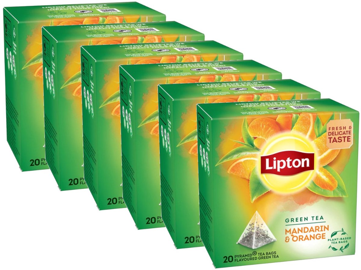 Lipton Green Tea Madarin & Orange - Multipack - Tee - 120 (6x20) Zakjes