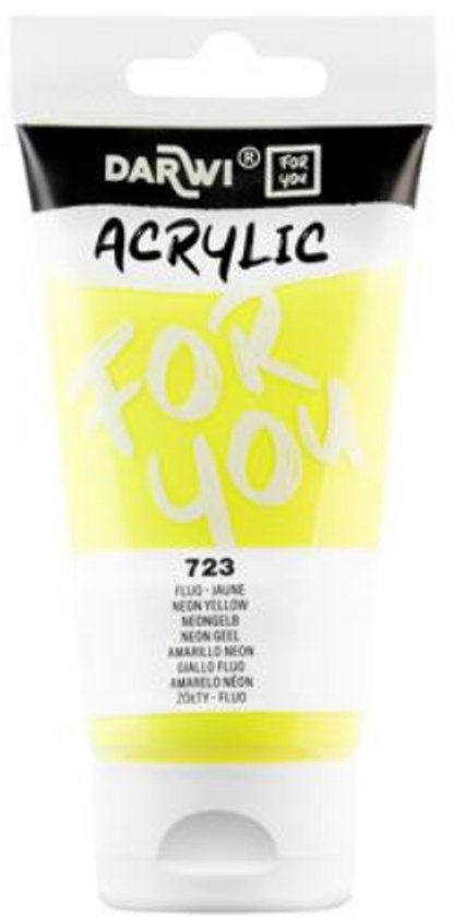 Tube neon gele acrylverf 'FOR YOU' van Darwi.