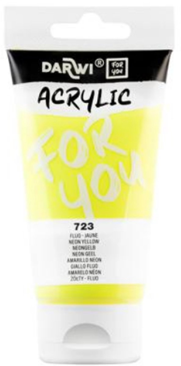 Darwi For You acrylverf 75 ml in tube neon geel