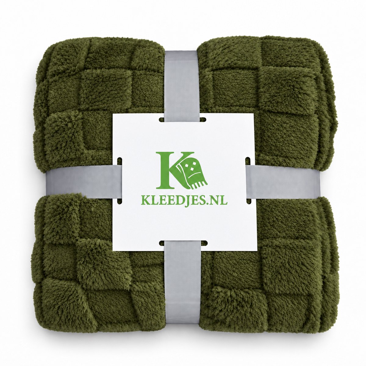 Kleedjes.nl Ruiten fleece deken 150x200 cm – Zacht & comfortabel – Plaid voor bank en bed – Donkergroen