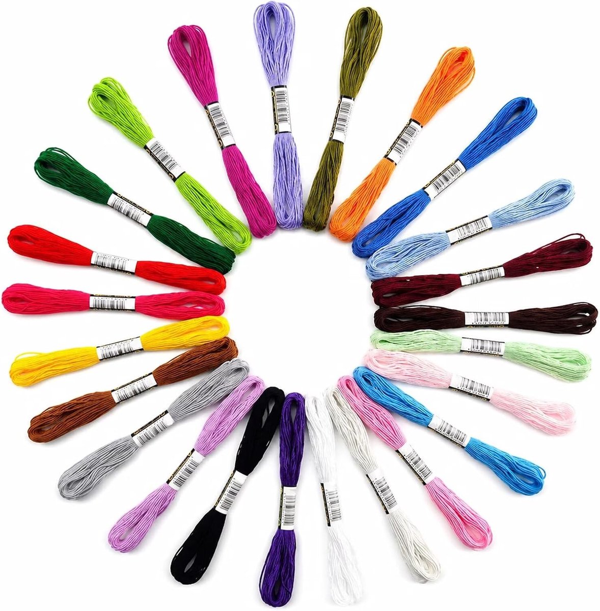 24 kleuren, borduurgaren, meerkleurig, zacht polyester, perfect voor armbanden, knopen, borduurwerk, knutselen, kunst, kruissteek, 8 m, 6 draden, naaigaren, haken