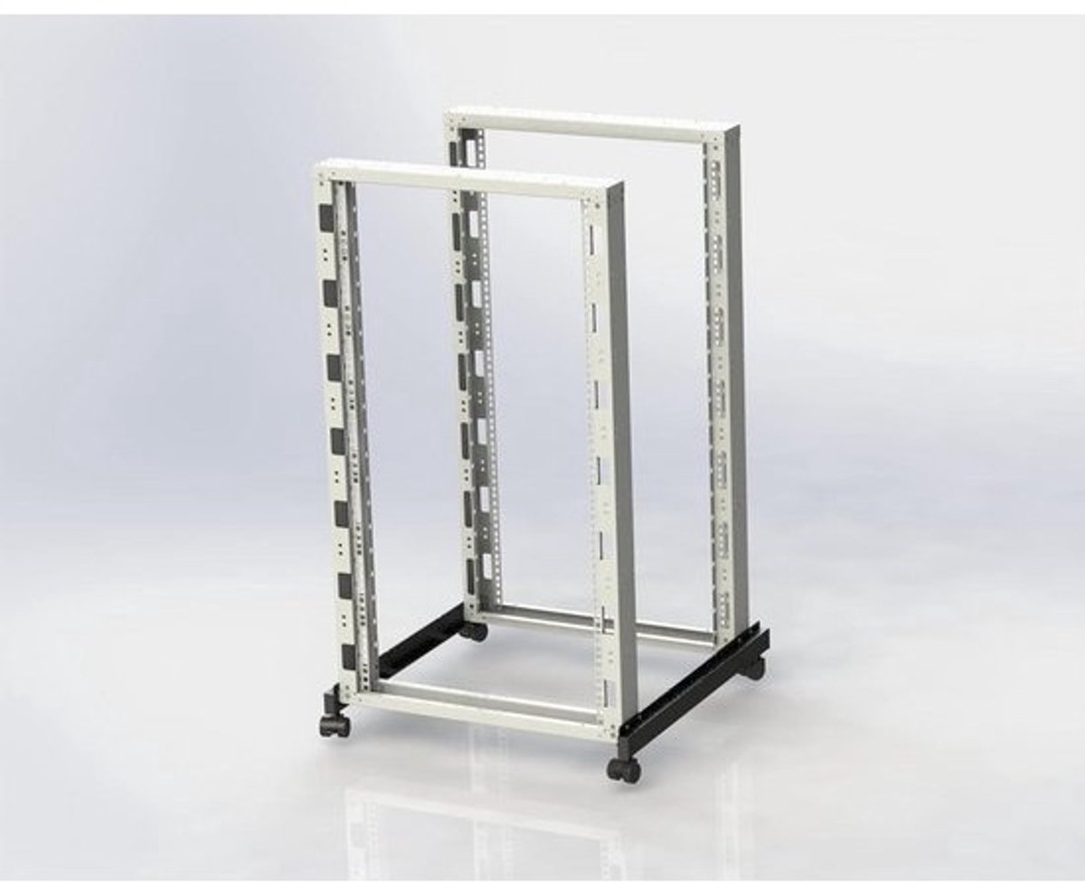 Open frame rack - Serverkast netwerk - Apparaten monteren - Robuuste constructie - 21U 600mm diep - Lichtgrijs