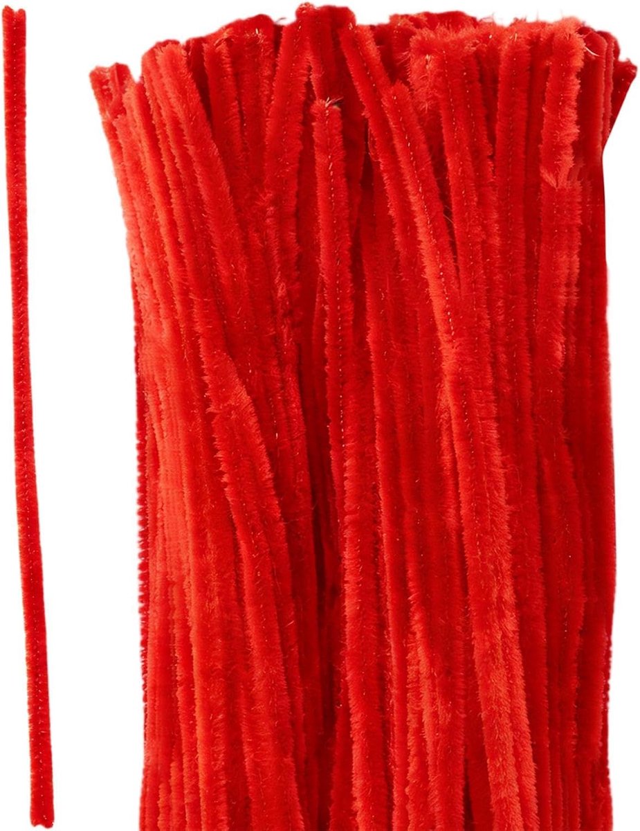 Chenille Stengels - Pijpenragers Knutselen - Handgemaakte Decoraties - Buigbaar Anti-pluis - 100 stuks - Rood